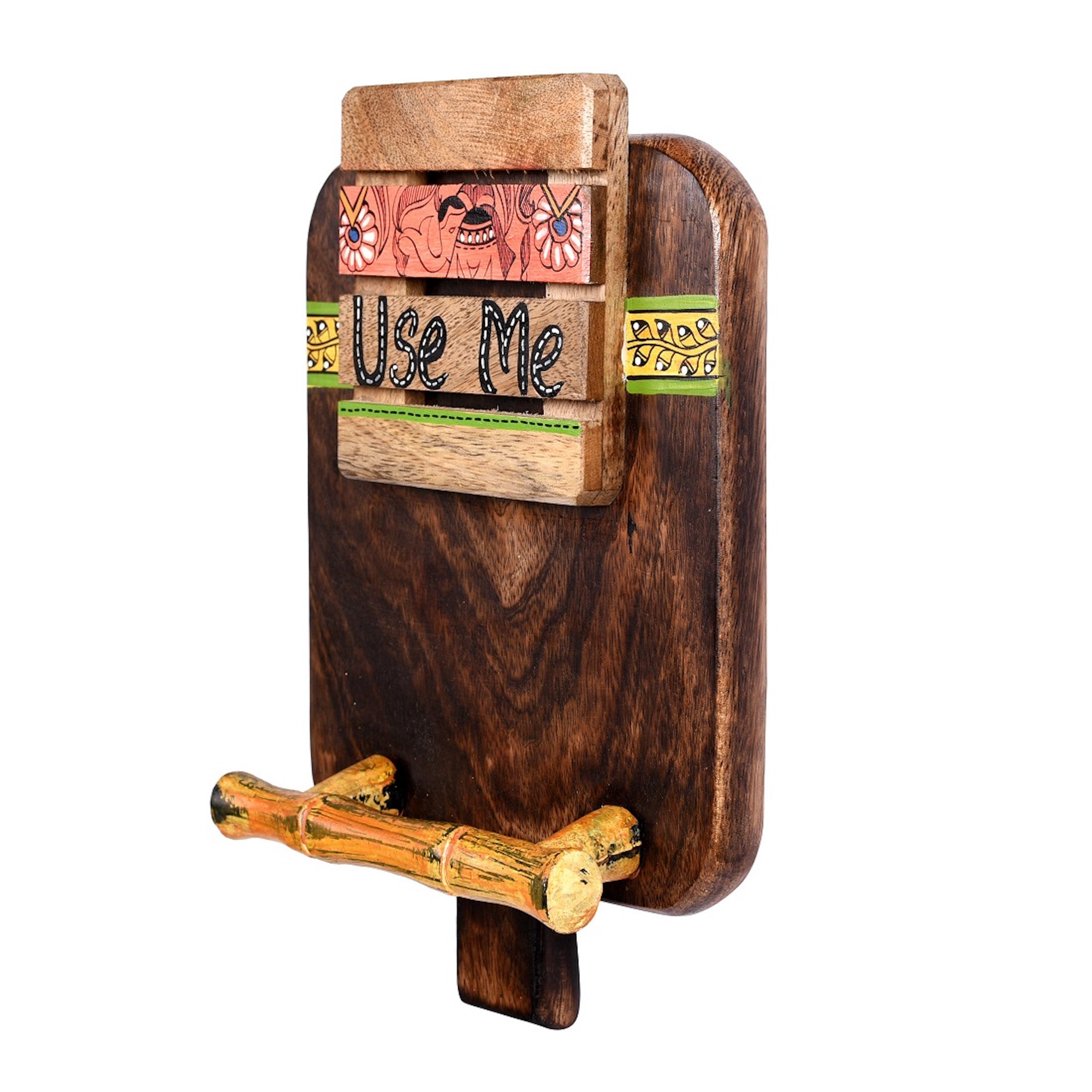 Towel Holder Handcrafted Tribal Art (7x2.2x9.6)