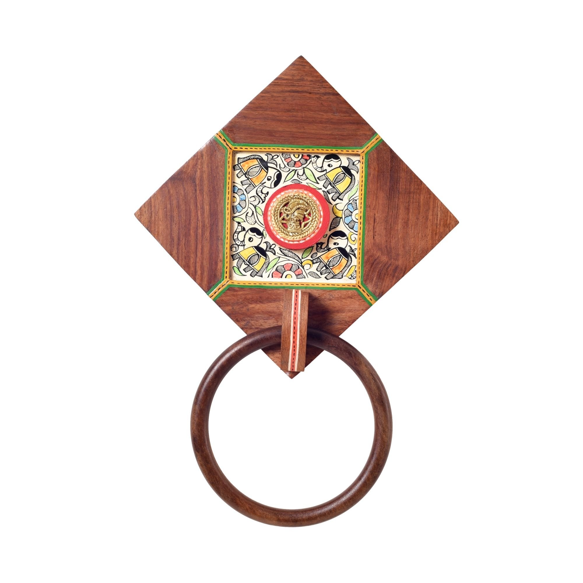 Dhokra Elegance Wooden Towel Hanger