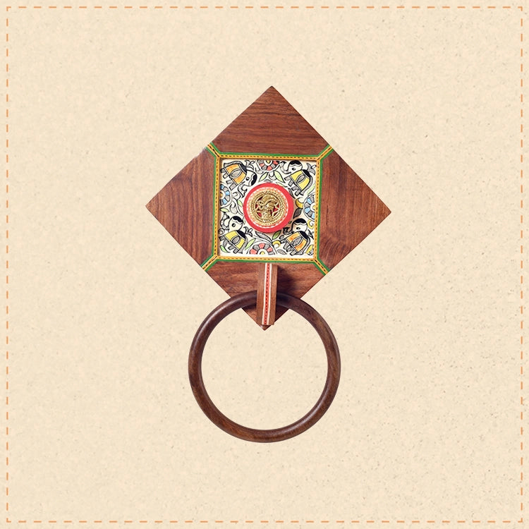 Dhokra Elegance Wooden Towel Hanger