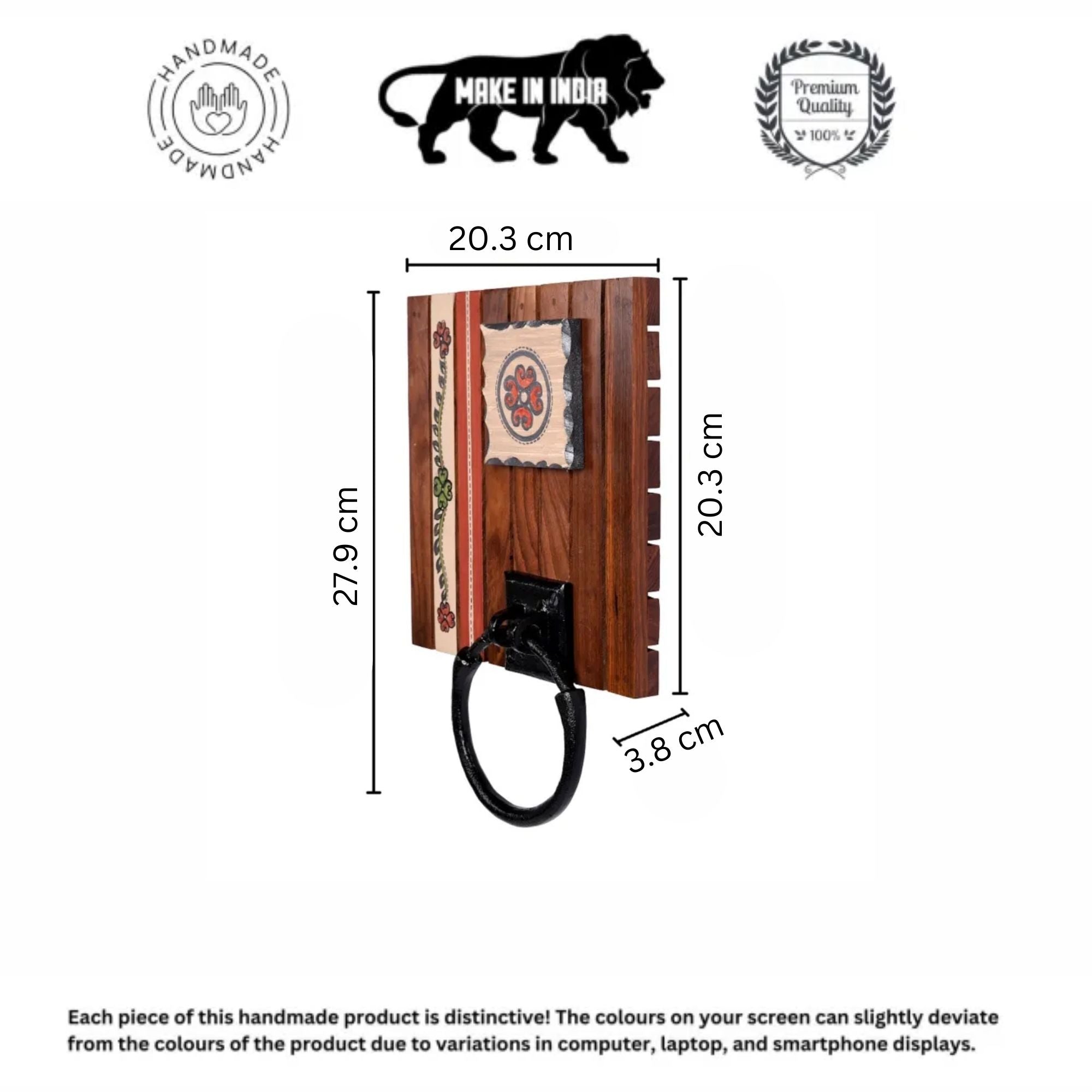 Towel Holder Handcrafted Tribal Art (8x1.5x11)