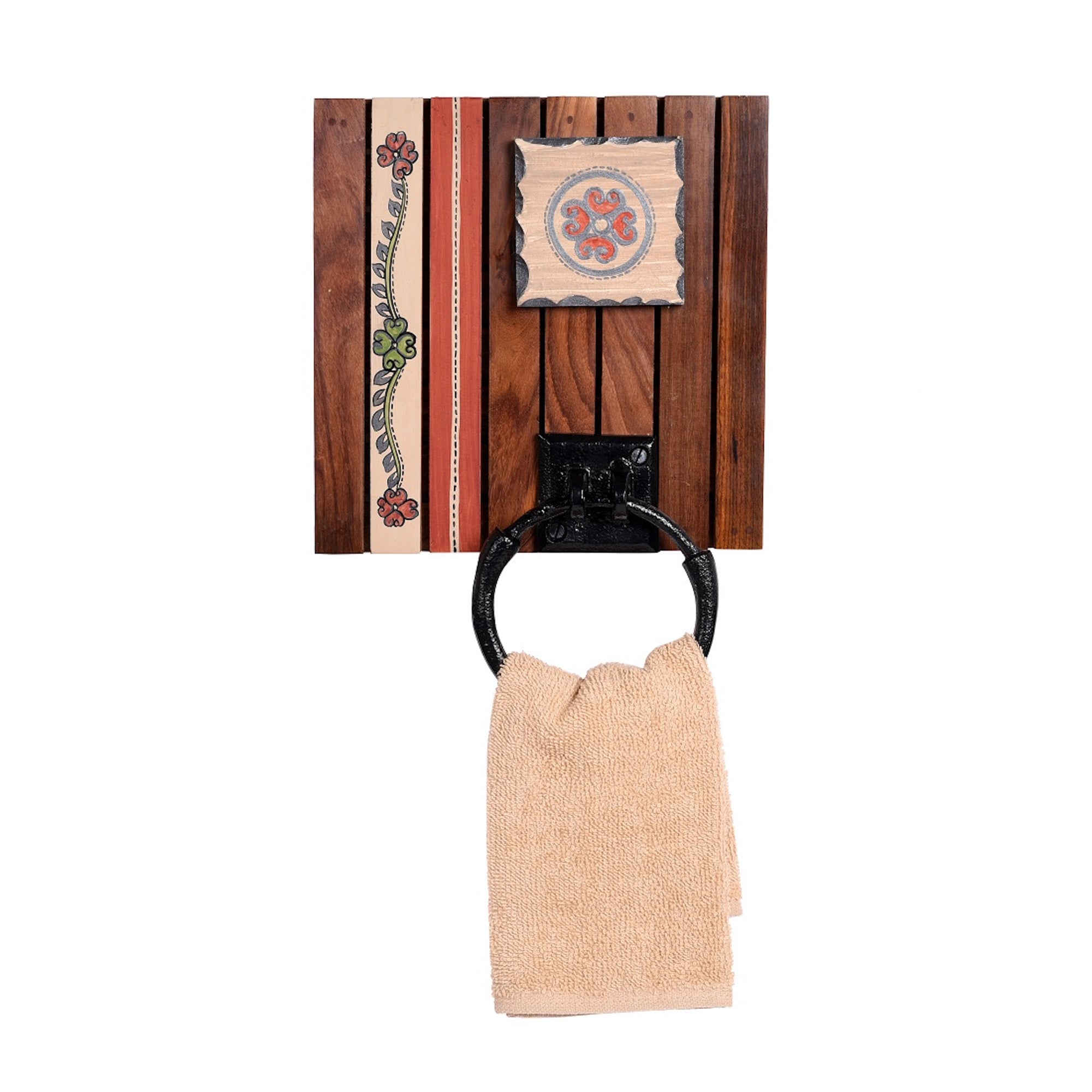 Towel Holder Handcrafted Tribal Art (8x1.5x11)