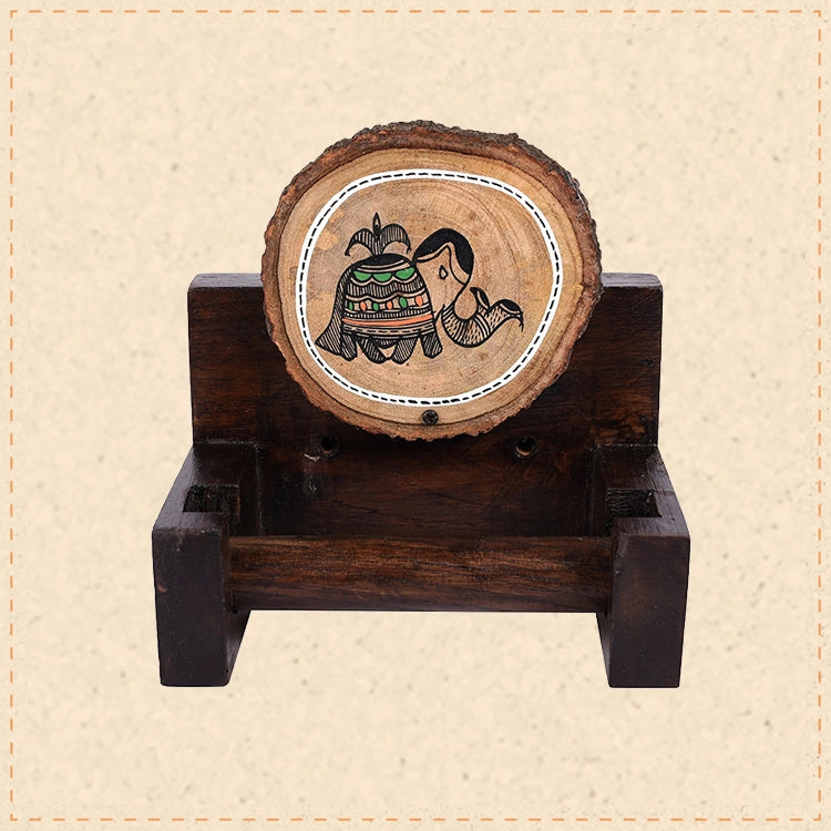 Towel Holder Handcrafted Wooden Tribal Art (6x4x6)