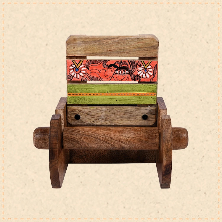 Towel Holder Handcrafted Wooden Tribal Art (5x4x6.5)