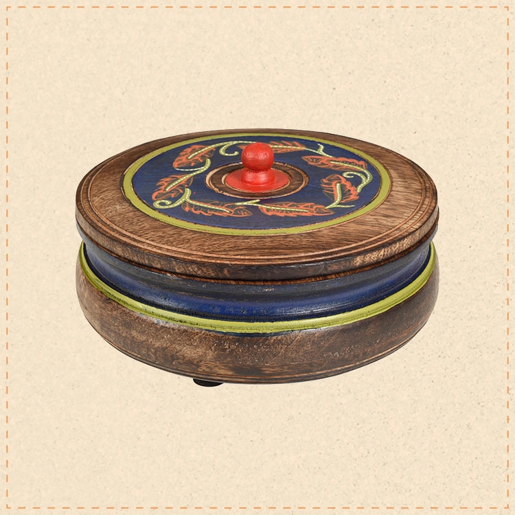 Autumn Leaf Dimsum Box in Mango Wood