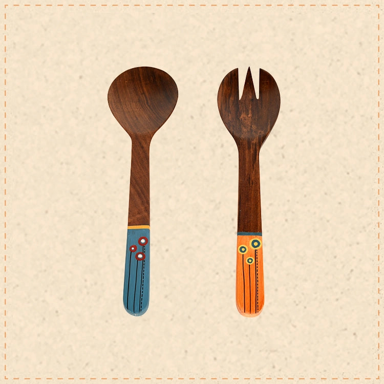 Handcrafted Wooden Spoon and Salad Fork (Set of 2)