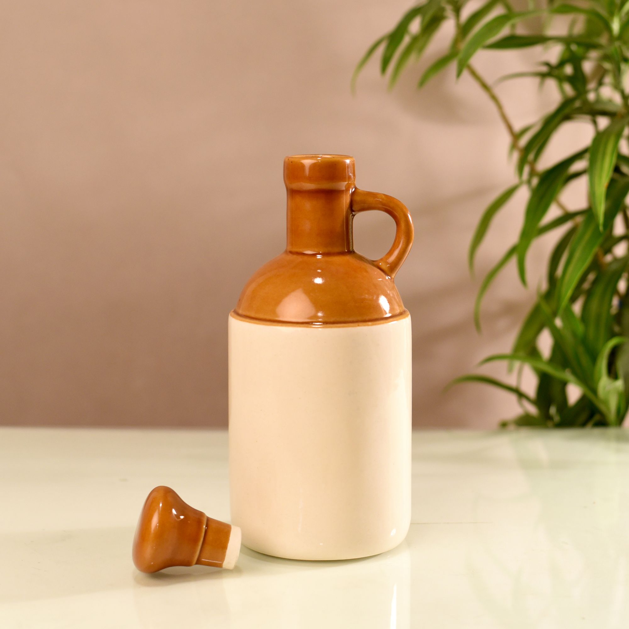 Rustic Matka Two-Tone Ceramic Oil Dispenser