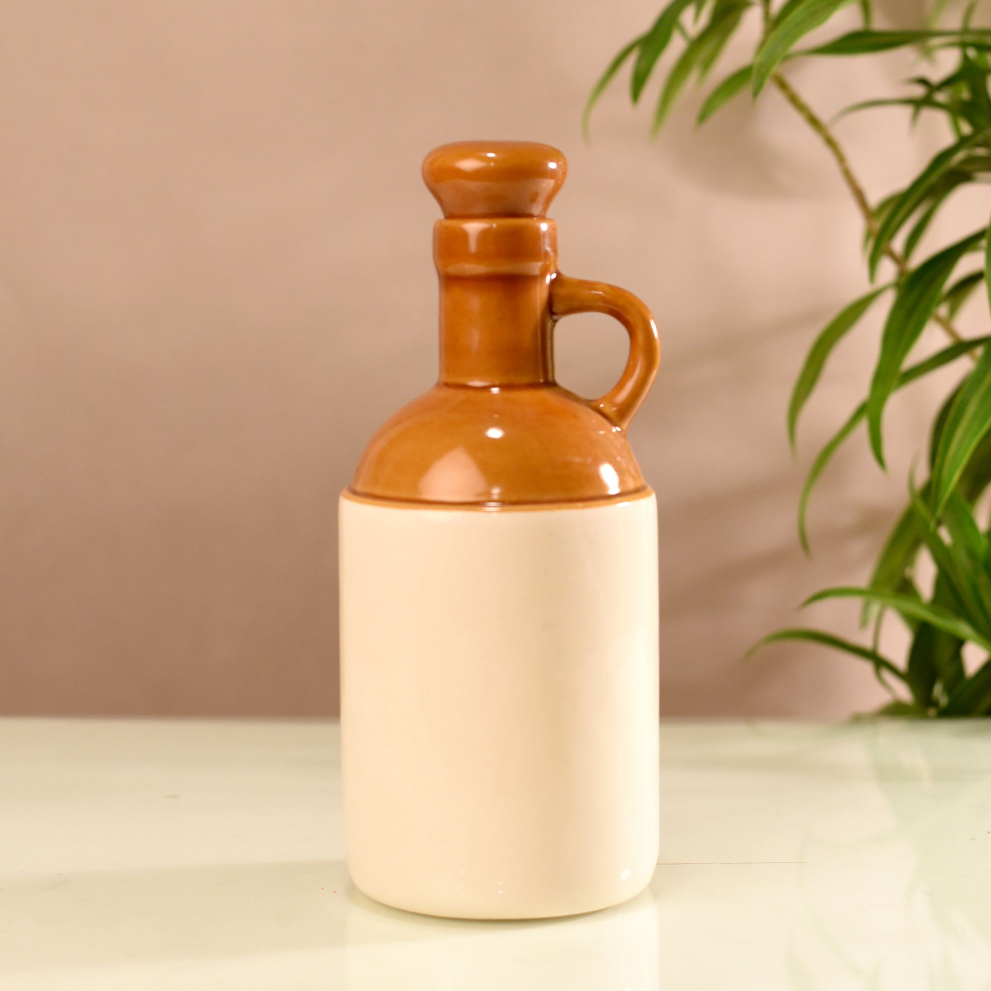 Rustic Matka Two-Tone Ceramic Oil Dispenser