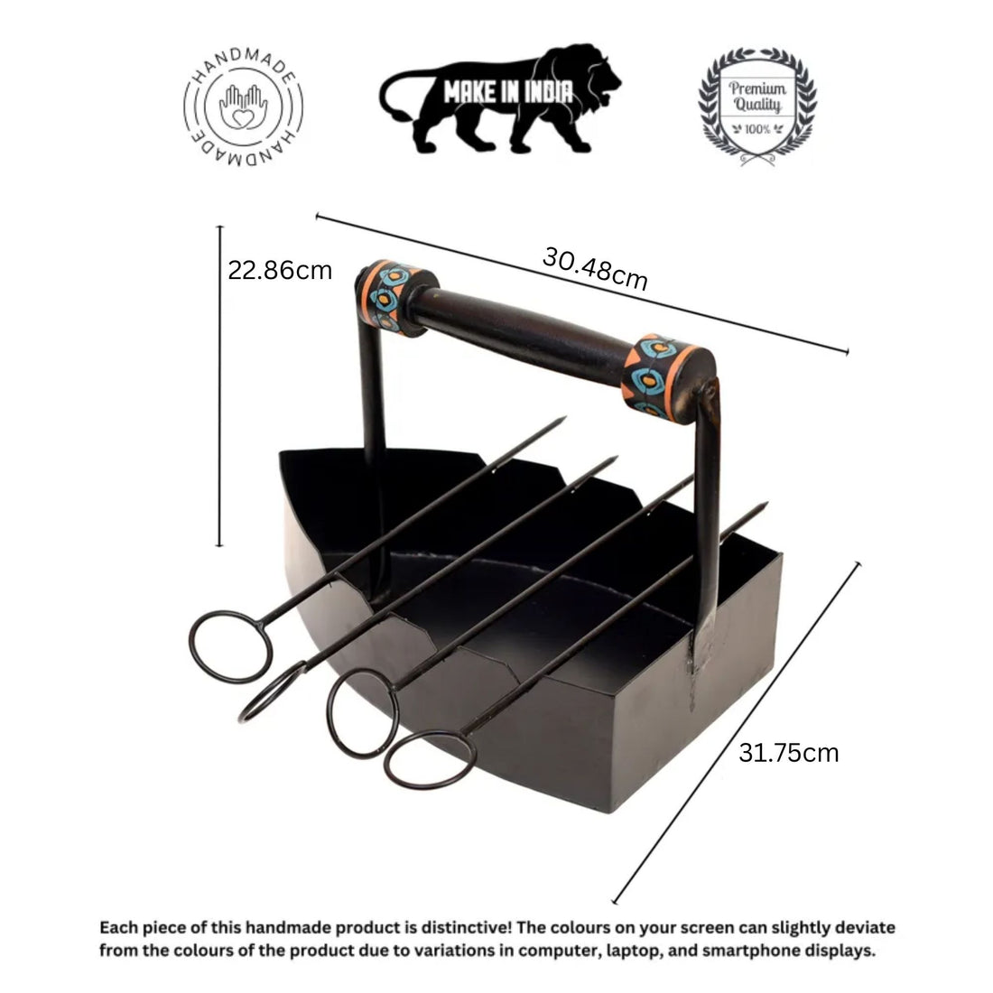 Stylish Steam Iron Bar-B-Que with Skewers (12x7x9)