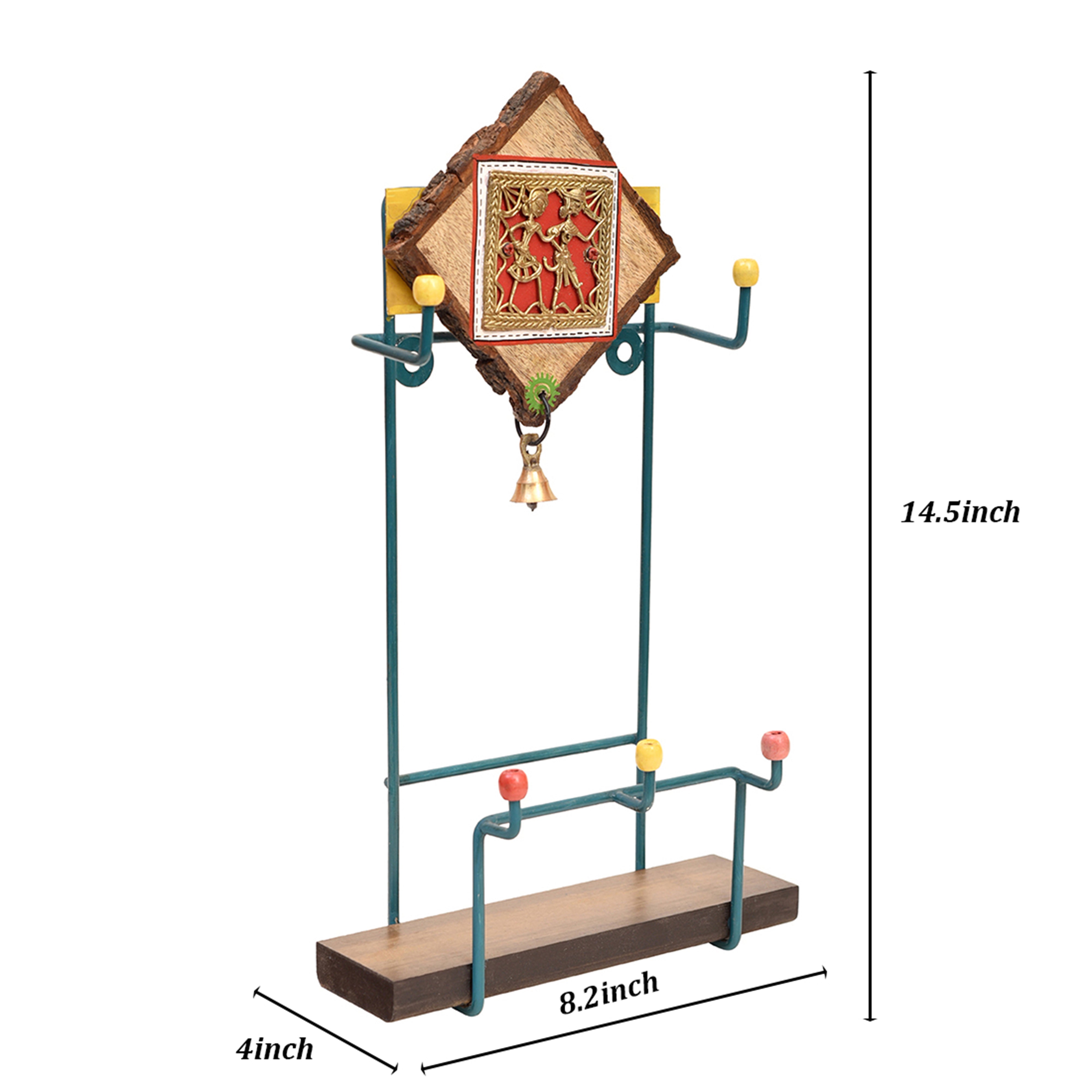 Magazine Stand in Metal adorned with Dhokra Motifs (8.2x4x14.5)