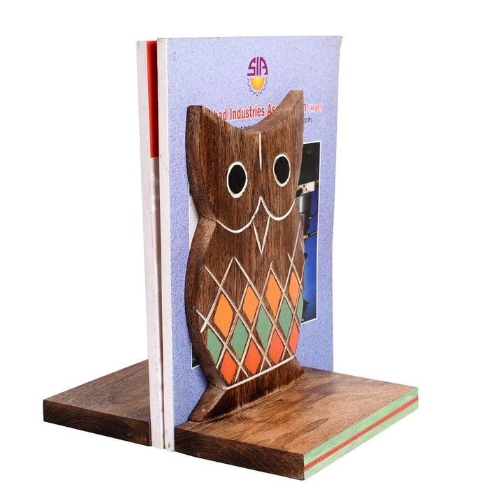 Bookend Handcrafted Wooden Owl (Set of 2) (6.5x4x9.2)