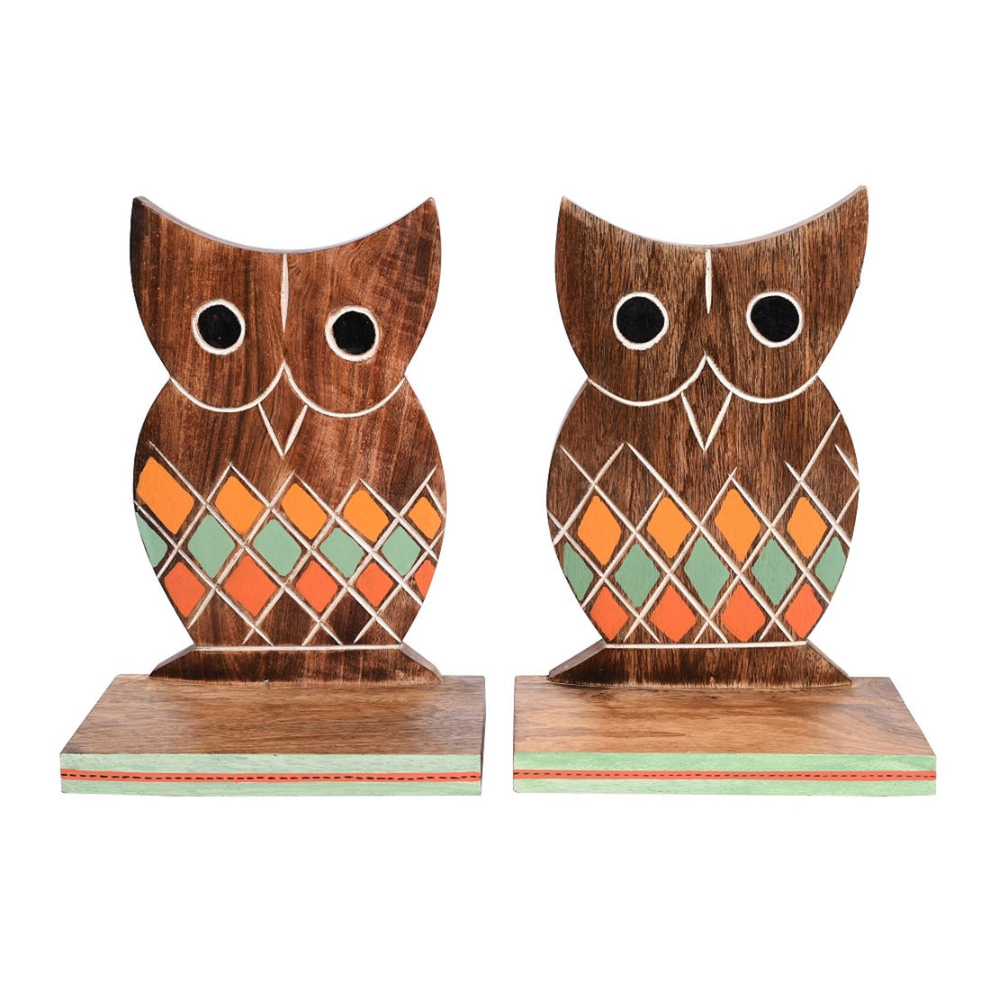 Bookend Handcrafted Wooden Owl (Set of 2) (6.5x4x9.2)