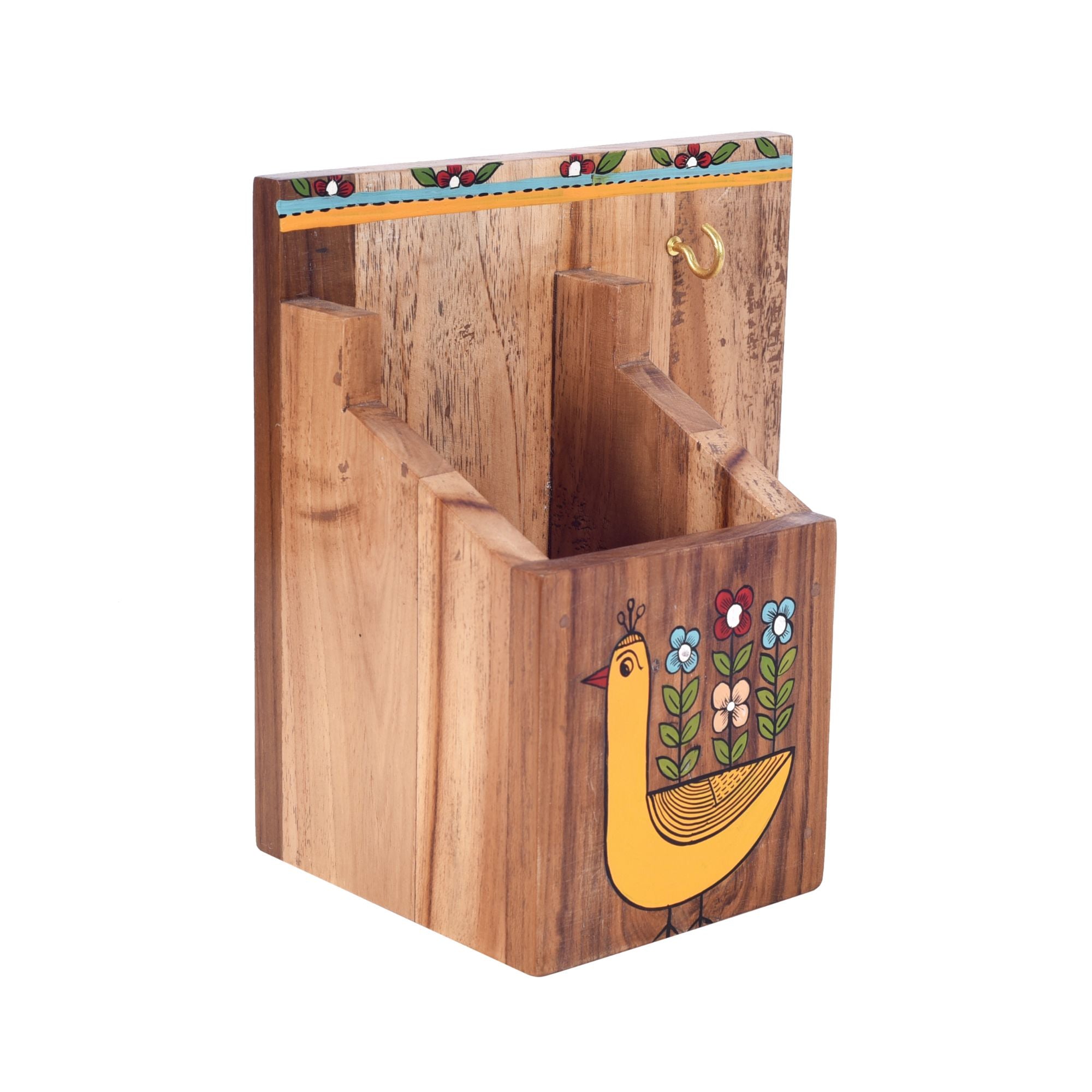 Birds Of Paradise Wooden Pen Stand (7x4.5x7)