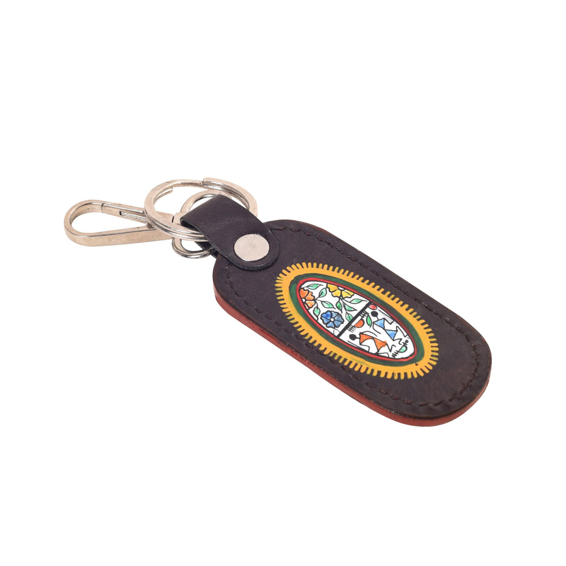 Warli Leather Key Ring