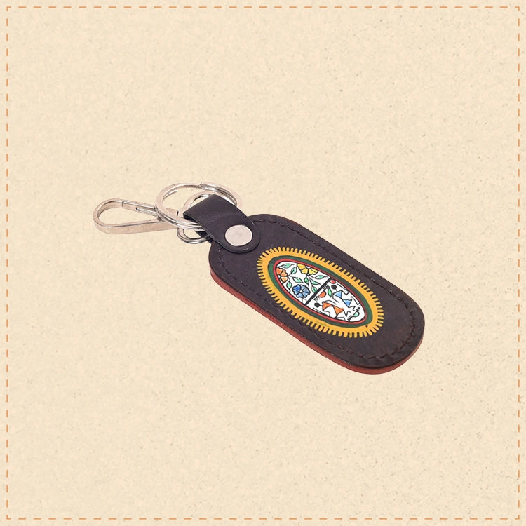 Warli Leather Key Ring