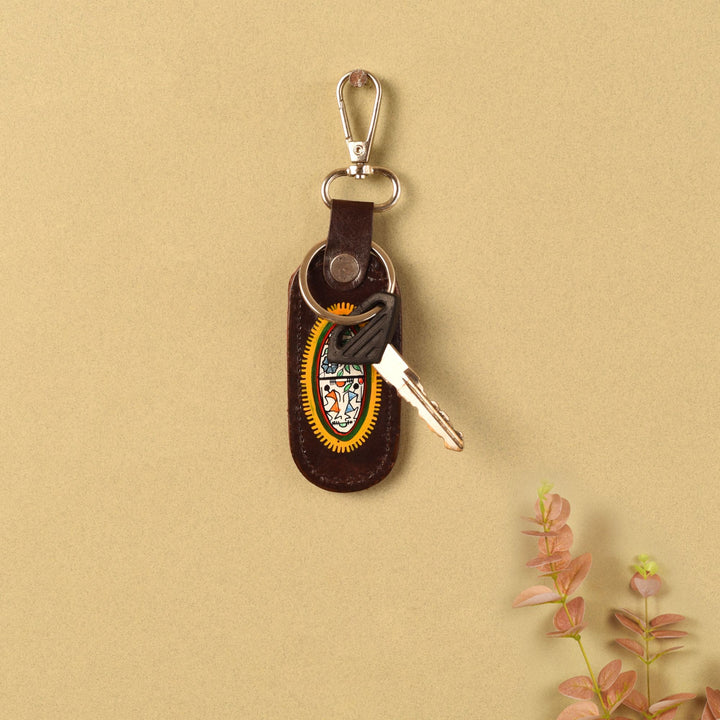 Warli Leather Key Ring