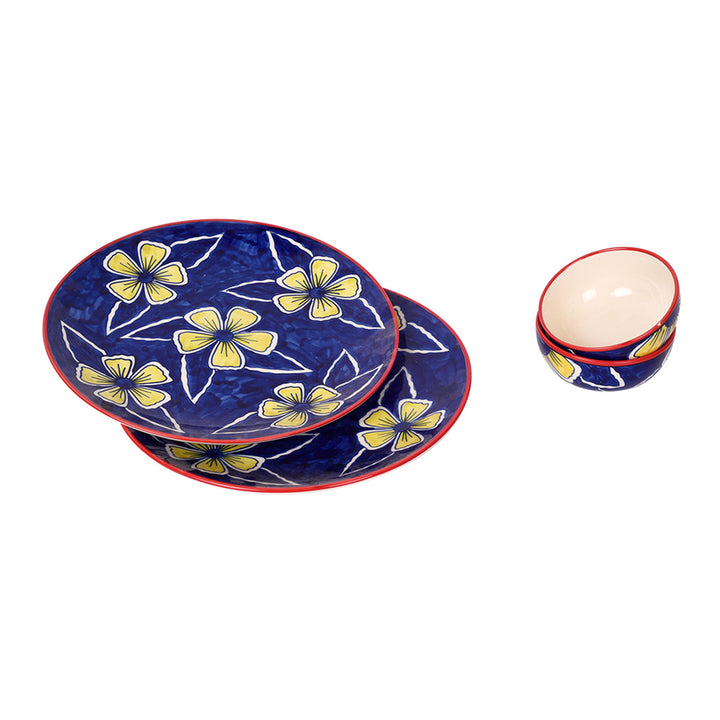 Flowers of Ecstasy Dinner Set of Plates and Bowls, Azure (SO4)