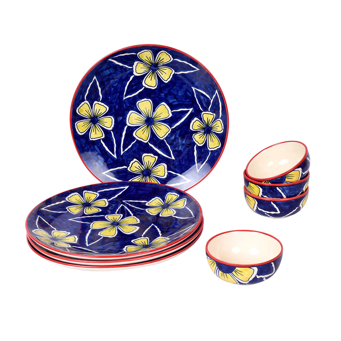 Flowers of Ecstasy Dinner Set of Plates and Bowls, Azure (SO8)