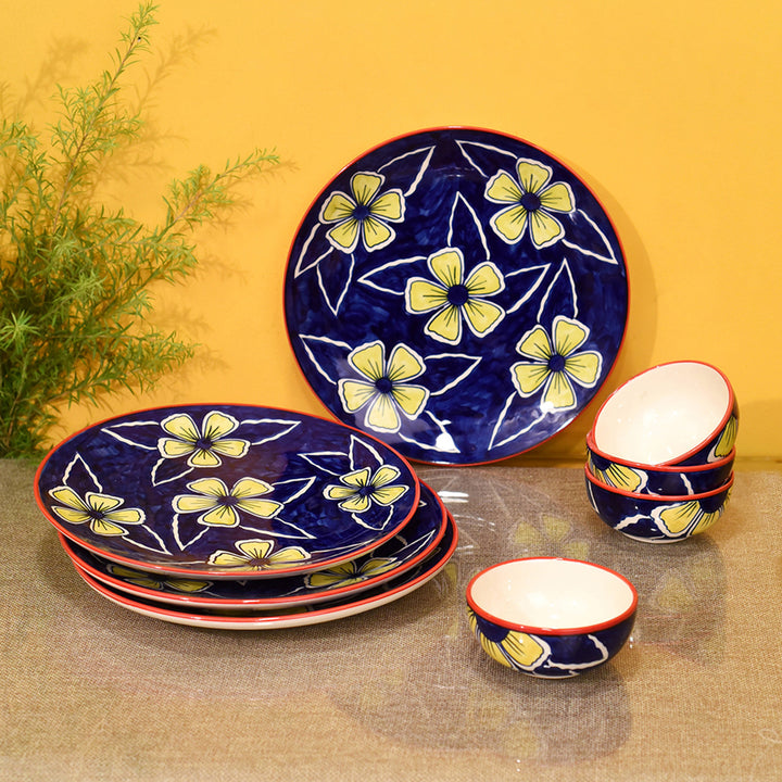 Flowers of Ecstasy Dinner Set of Plates and Bowls, Azure (SO8)