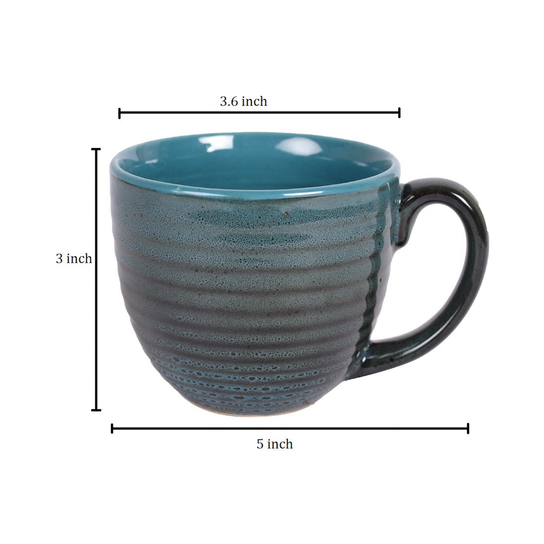 Coffee Mug Ceramic Bluish Grey (Set of 2) (5x3.75x3.1)