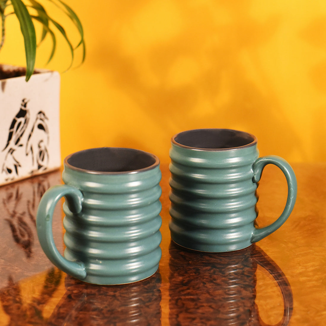 Mug Ceramic Turquoise Green (Set of 2) (4.4x2.7x3.4)