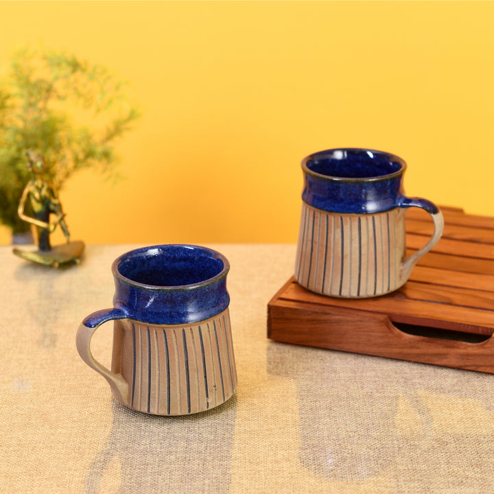 Grooving Sand Coffee Mugs Set of 2 (4.5x3.5x4)