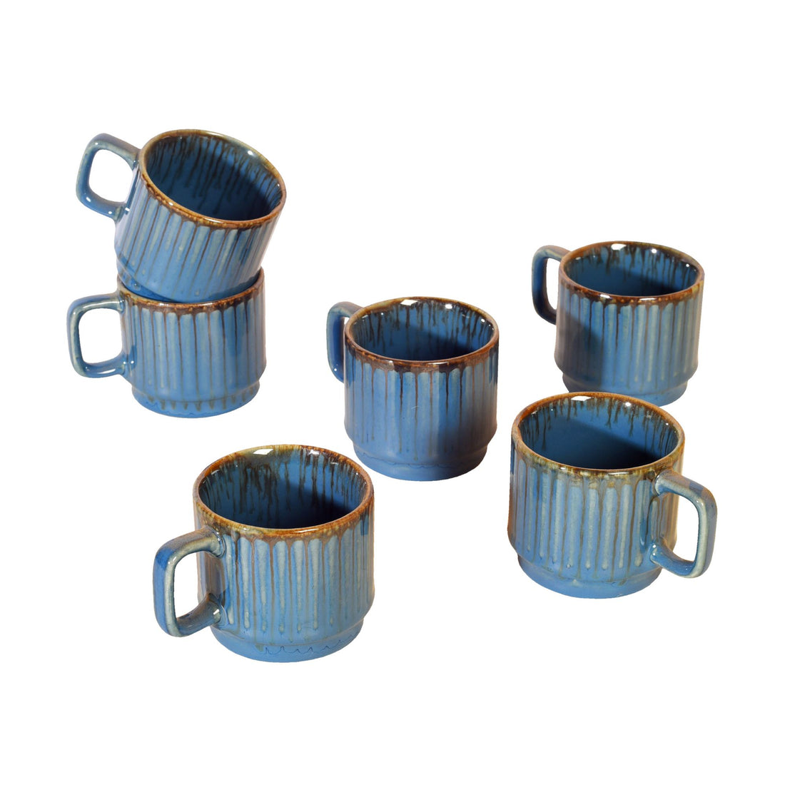 Cerulian Stripes Tea Cups Set of 6