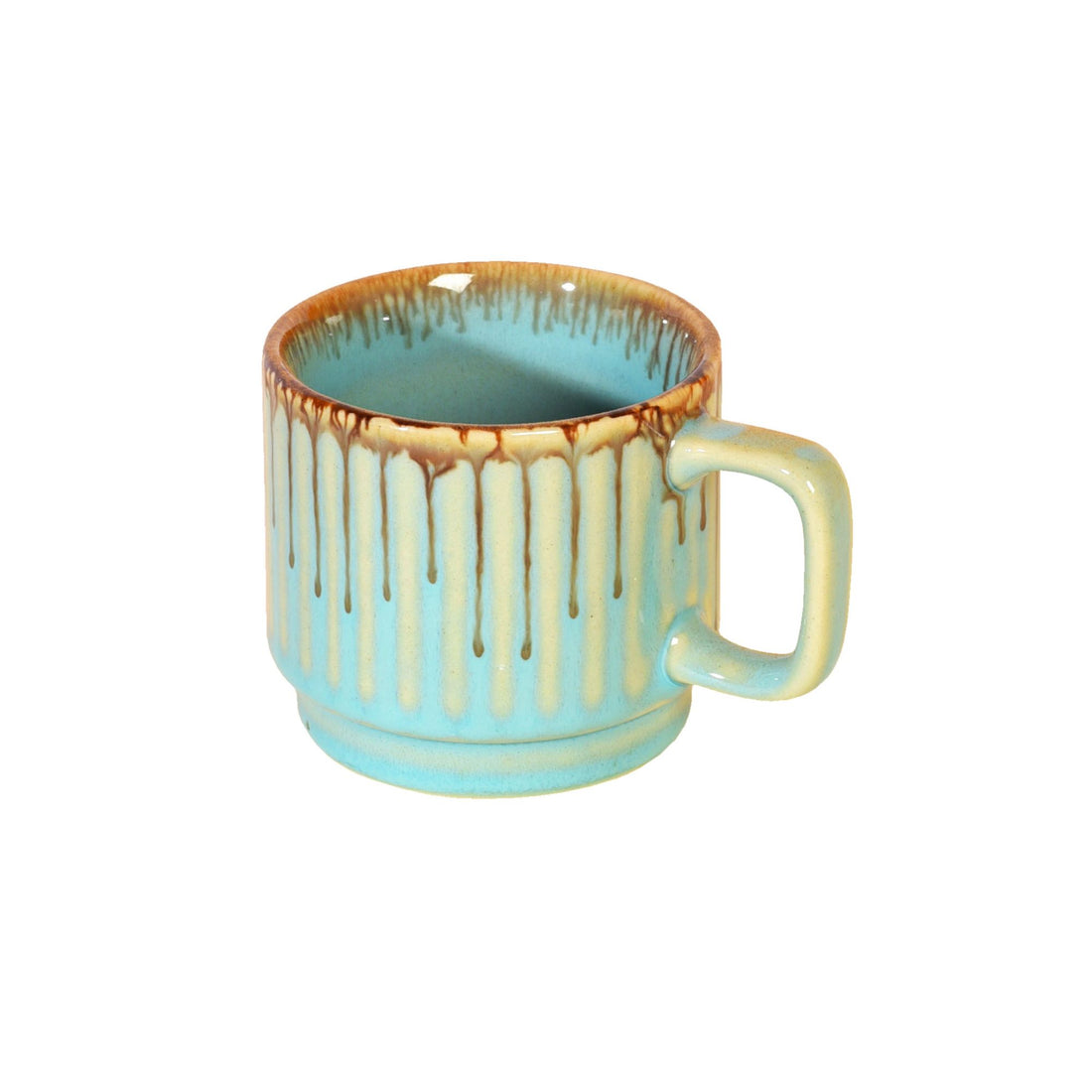 Teal Stripes Tea Cups Set of 6