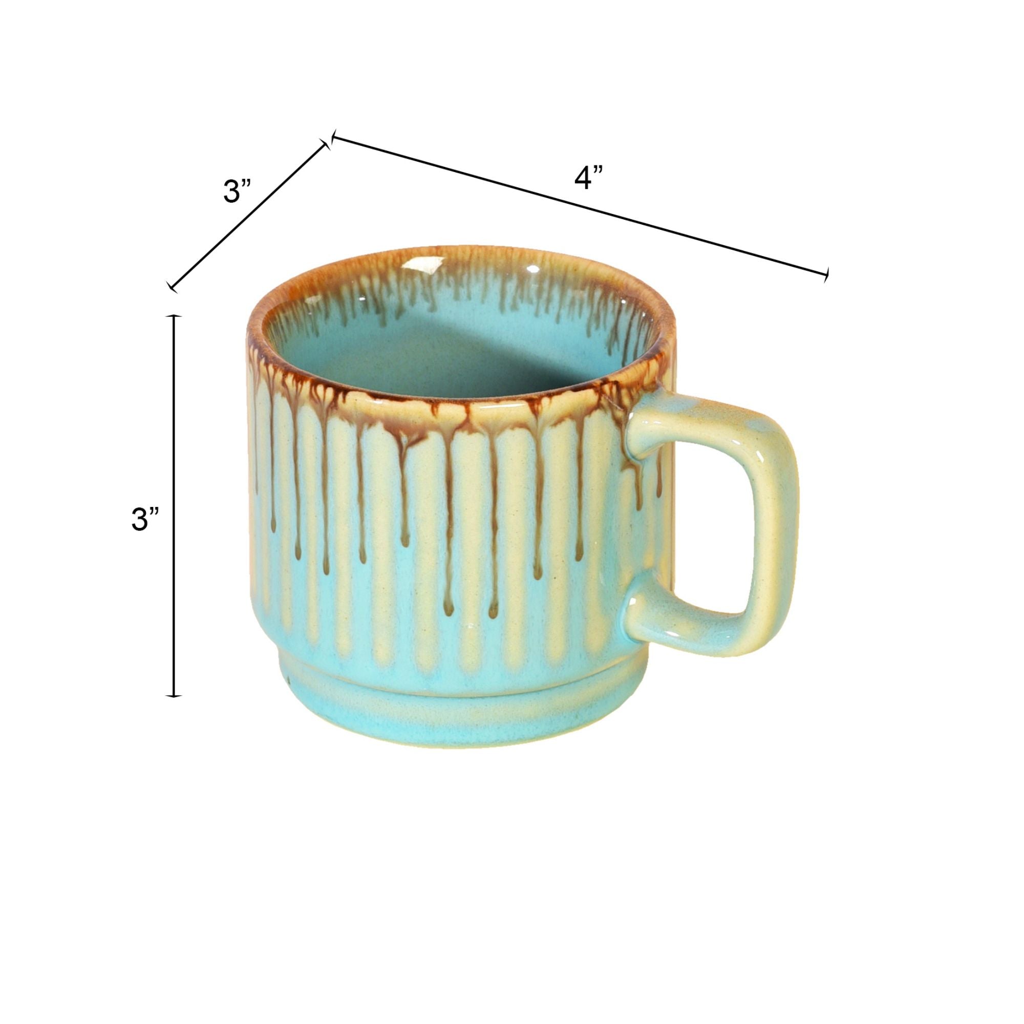 Teal Stripes Tea Cups Set of 6