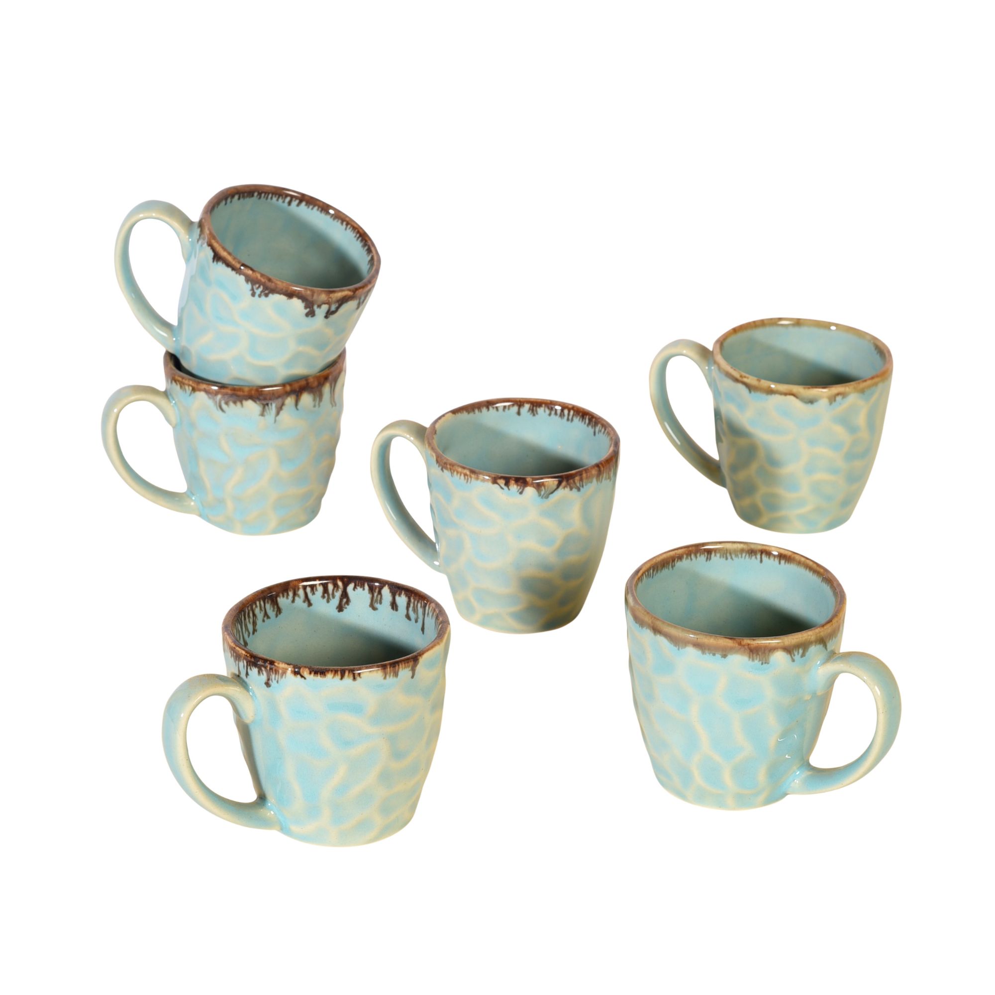 Teal Cuts Tea Cups Set of 6
