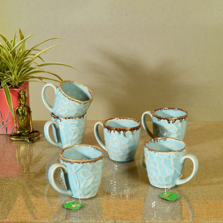 Teal Cuts Tea Cups Set of 6