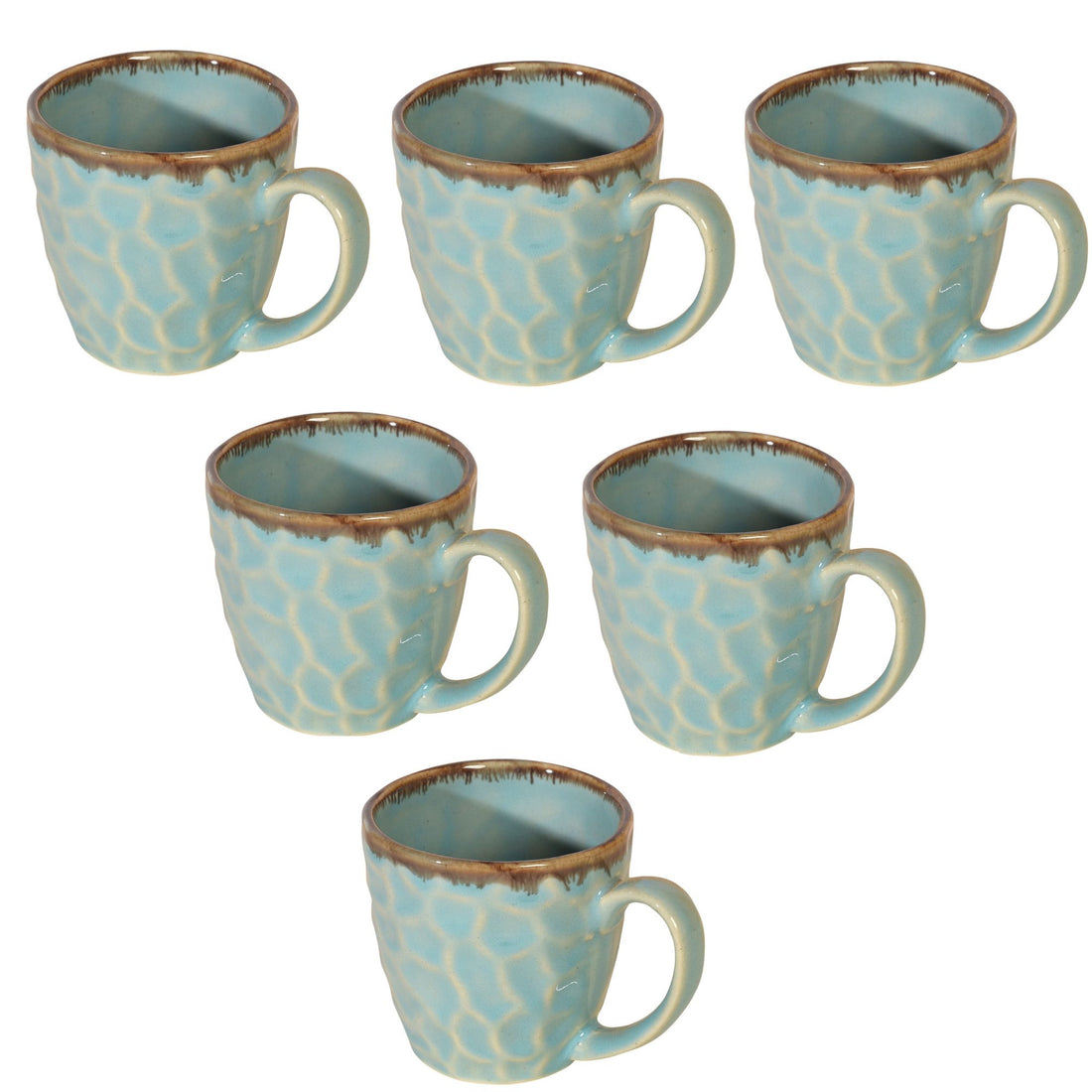 Teal Cuts Tea Cups Set of 6