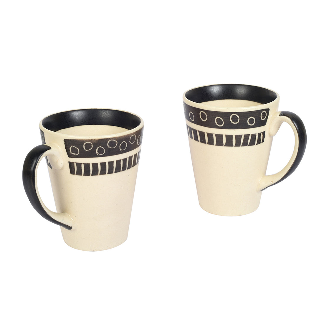 Mug Ceramic Black Polka (Set of 2) (4x3.2x4.1)