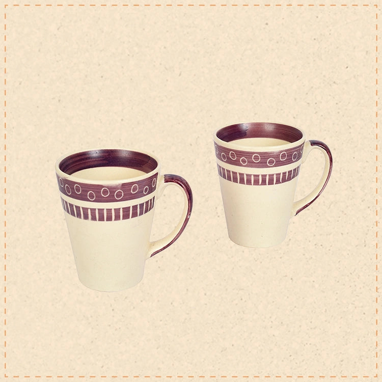 Mug Ceramic Magenta Polka (Set of 2) (4x3.2x4.1)