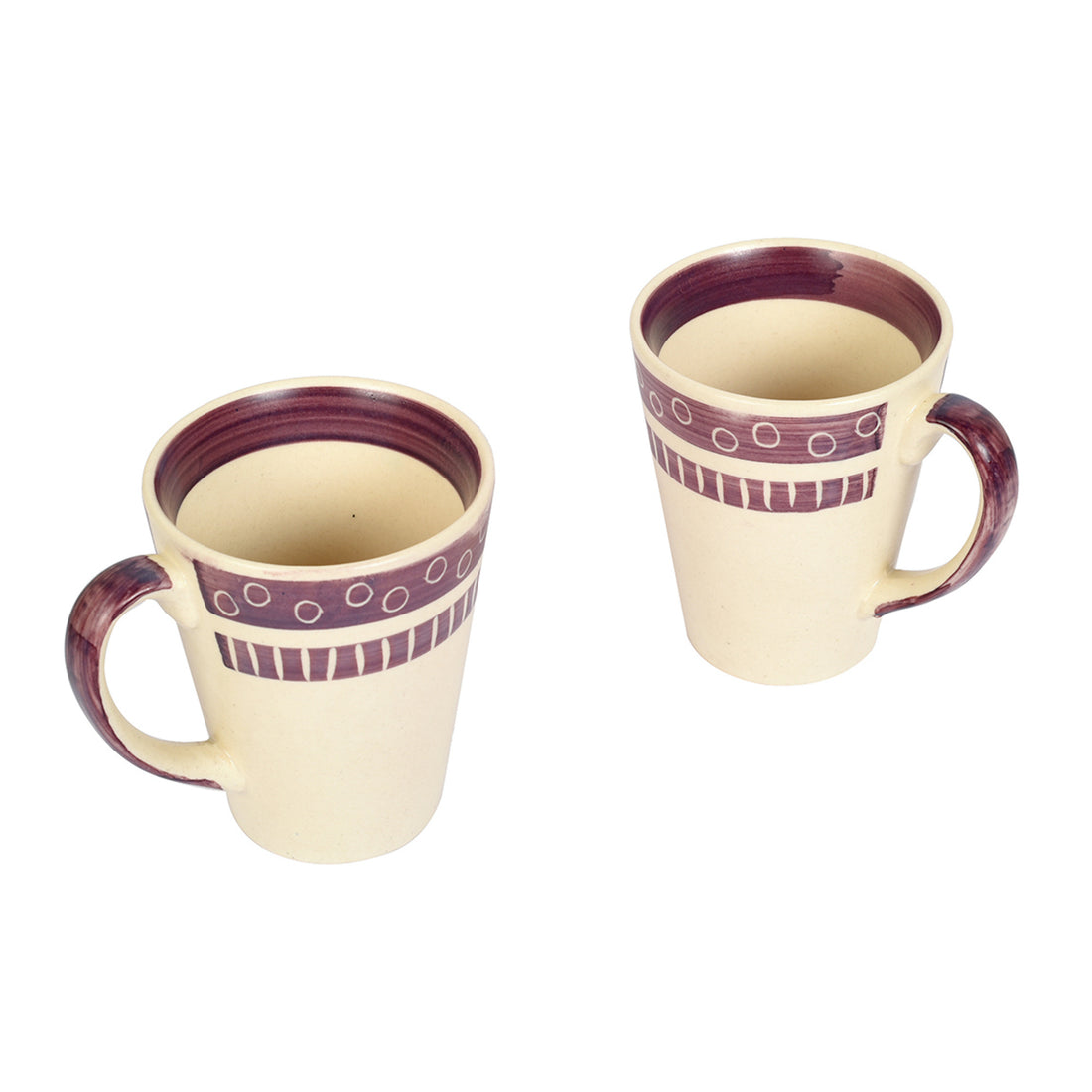 Mug Ceramic Magenta Polka (Set of 2) (4x3.2x4.1)