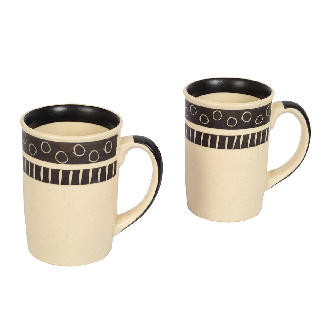 Mug Ceramic Black Polka (Set of 2) (4x3x4)