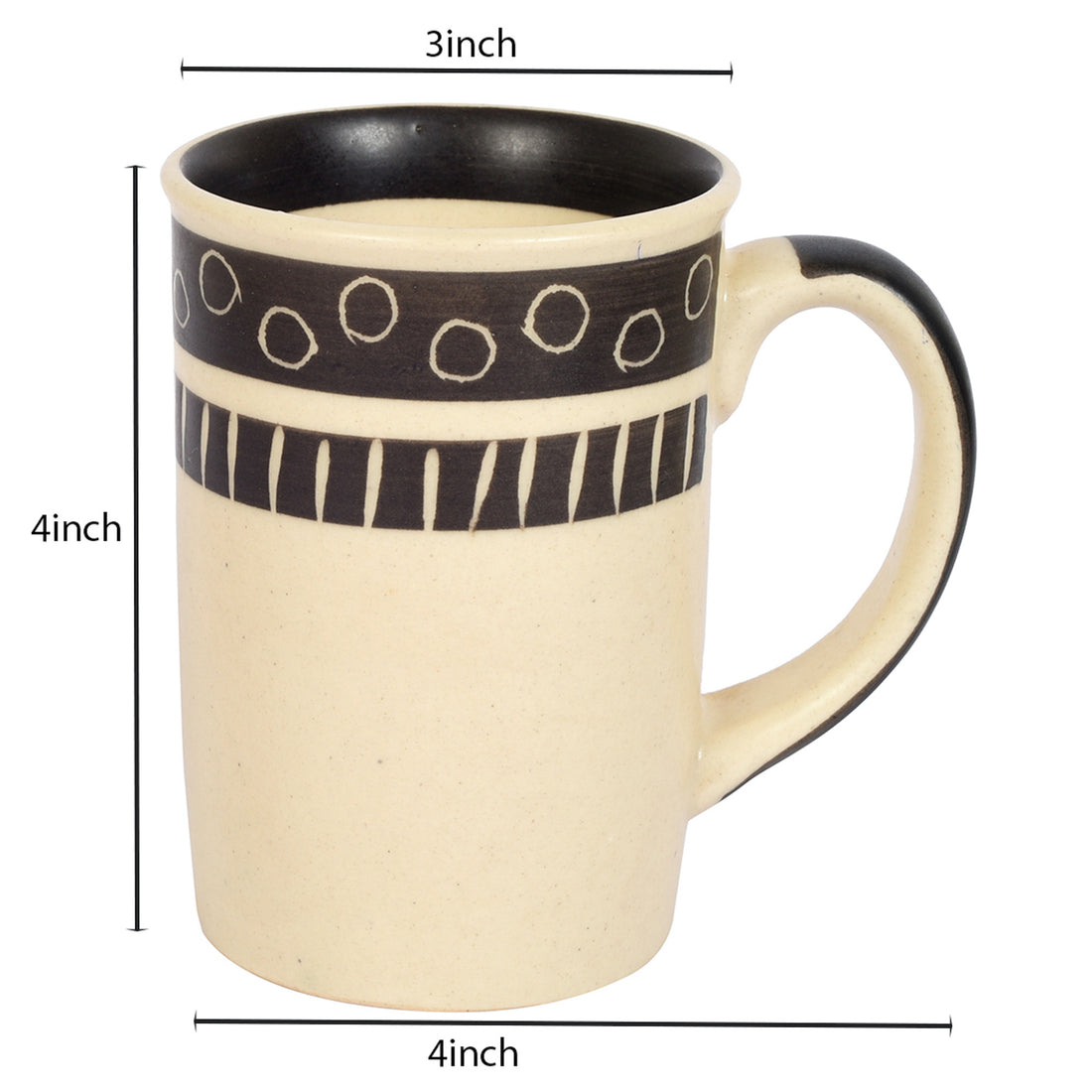 Mug Ceramic Black Polka (Set of 2) (4x3x4)