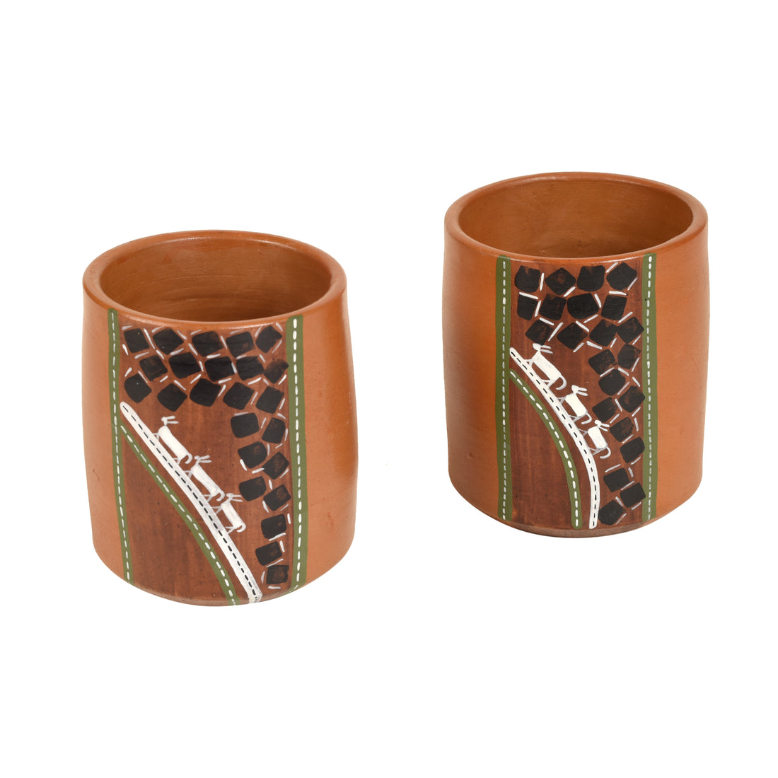 Knosh-1 Earthen Cups with Tribal Motifs (4.5x3x3.6)