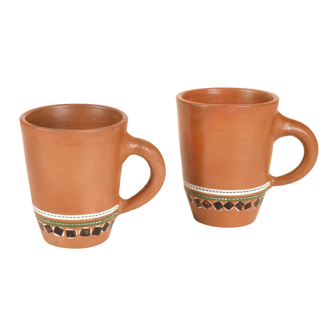 Knosh-4 Earthen Mugs with Tribal Motifs (Set of 2)