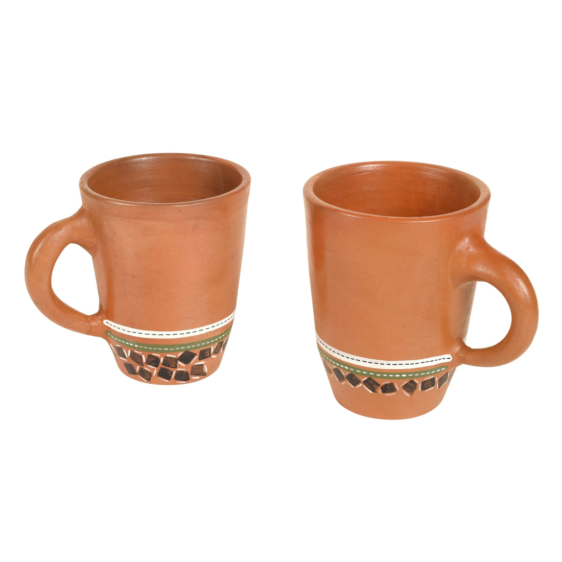 Knosh-4 Earthen Mugs with Tribal Motifs (Set of 2)