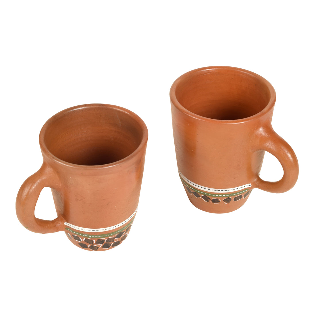 Knosh-4 Earthen Mugs with Tribal Motifs (Set of 2)