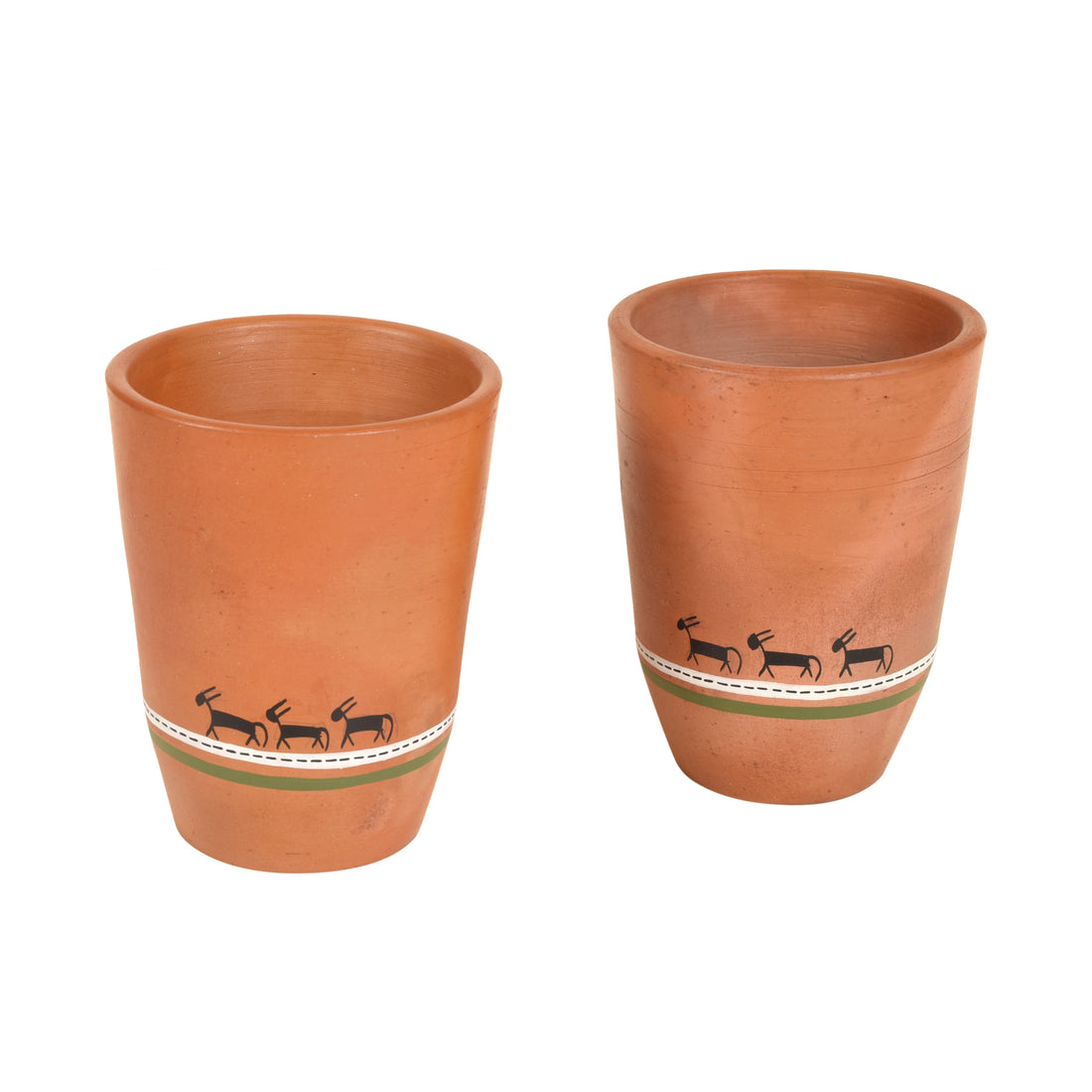 Knosh-5 Earthen Mugs with Caned Handle (Set of 2)