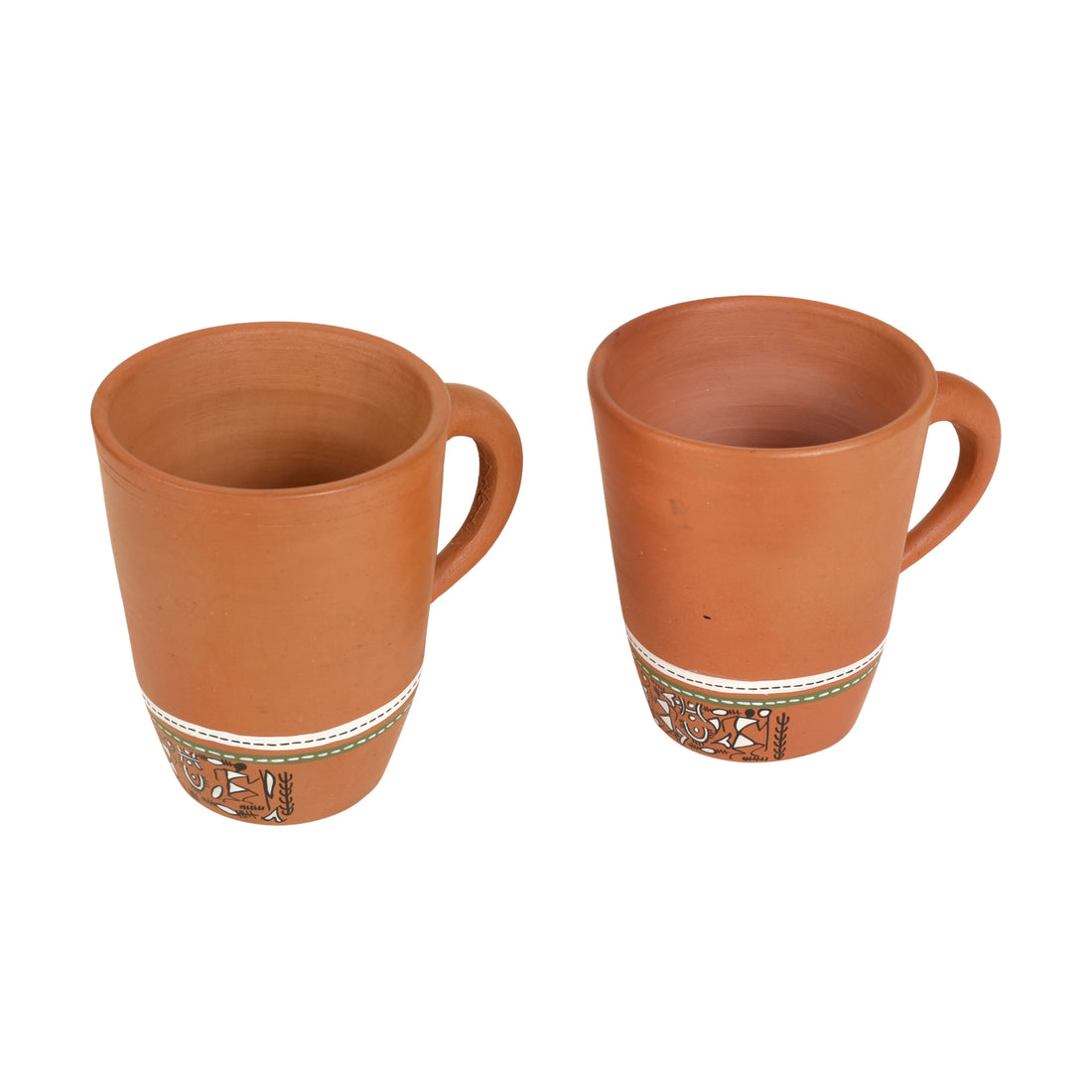 Knosh-3 Earthen Mugs with Tribal Motifs (Set of 2)