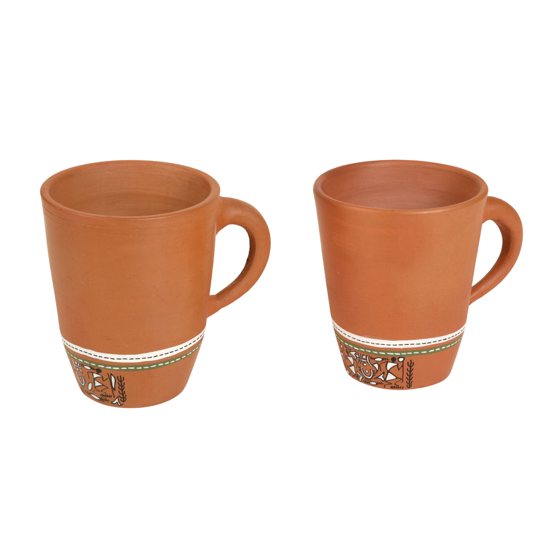 Knosh-3 Earthen Mugs with Tribal Motifs (Set of 2)