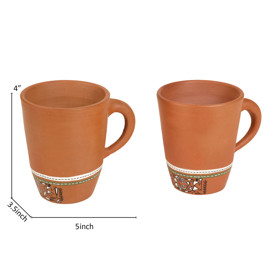 Knosh-3 Earthen Mugs with Tribal Motifs (Set of 2)