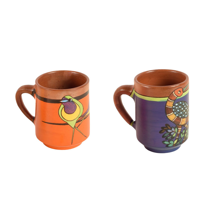 Chirpings Birds Terracotta Mugs Set of 2