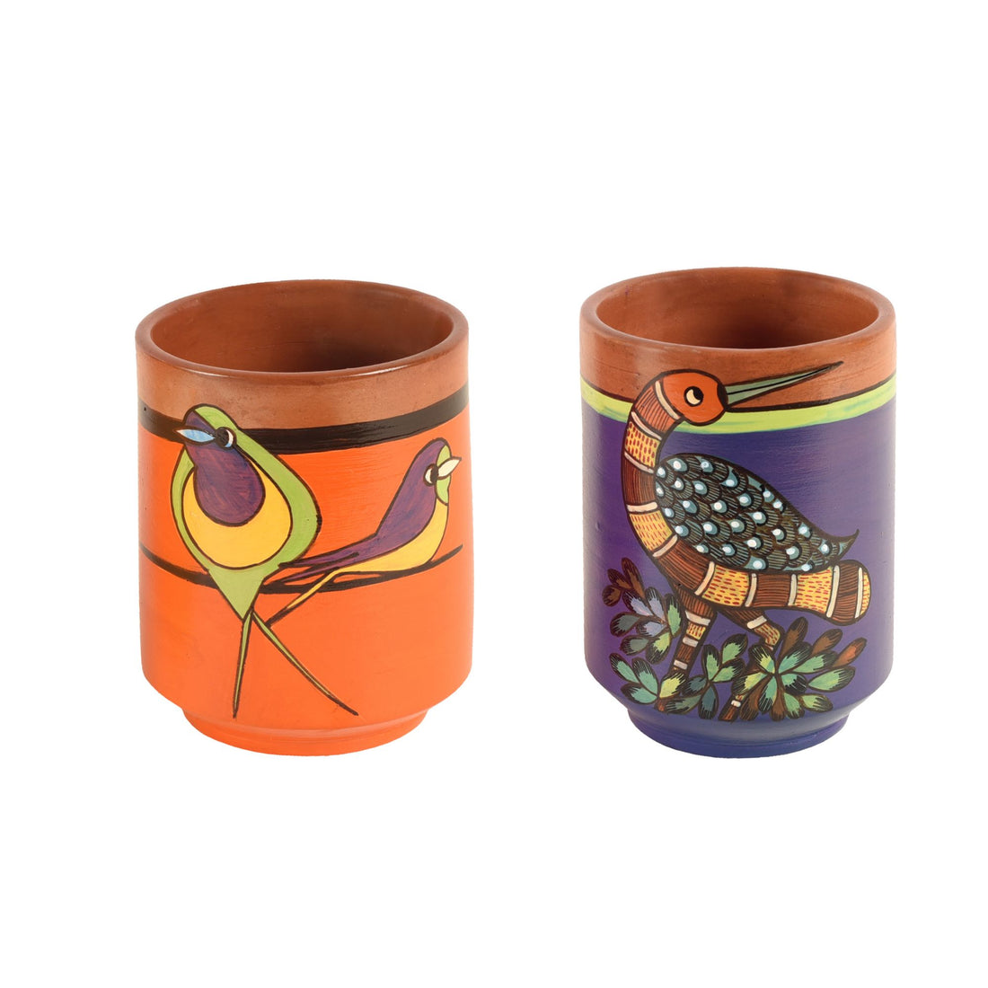 Chirpings Birds Terracotta Mugs Set of 2