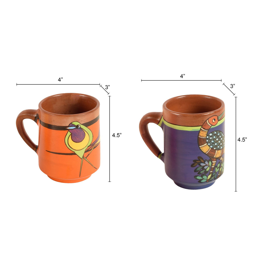 Chirpings Birds Terracotta Mugs Set of 2