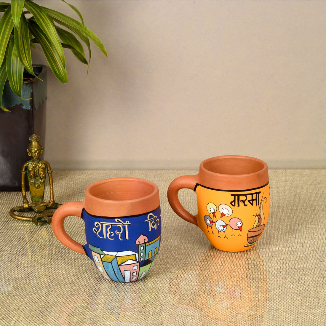 Earthen Elegance Hand Painted  Chai Cups (5x3x4)