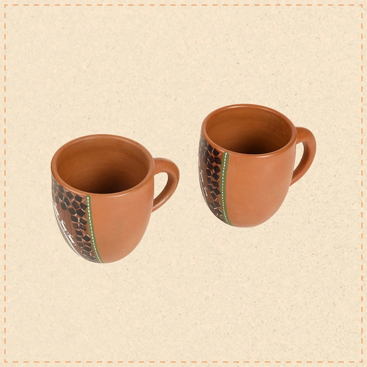 Knosh-6 Earthen Cups with Tribal Motifs (Set of 2)