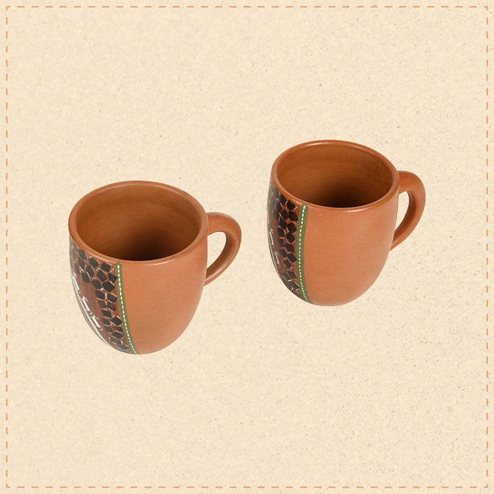 Knosh-6 Earthen Cups with Tribal Motifs (Set of 2)